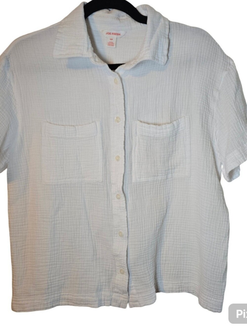 Joe Fresh Womens White Short-Sleeve Button-Up Shirt